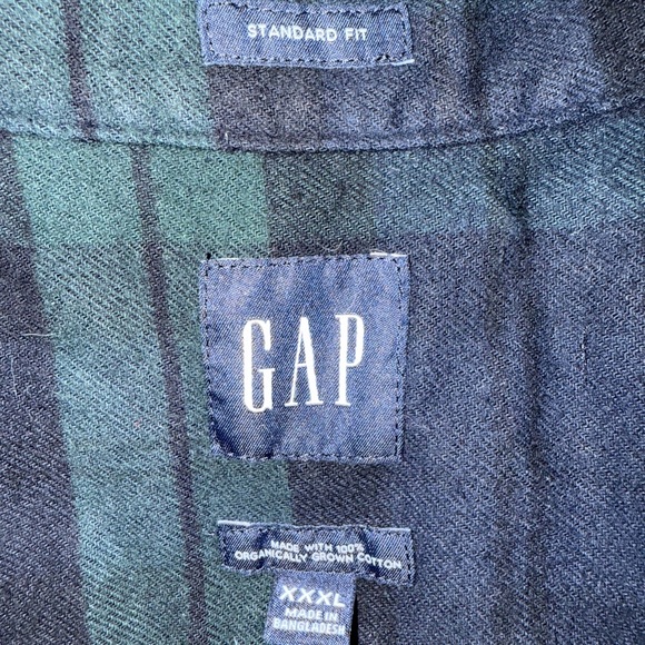 GAP Men’s Navy & Green Plaid Flannel Shirt in Size XXXL - Picture 5 of 5